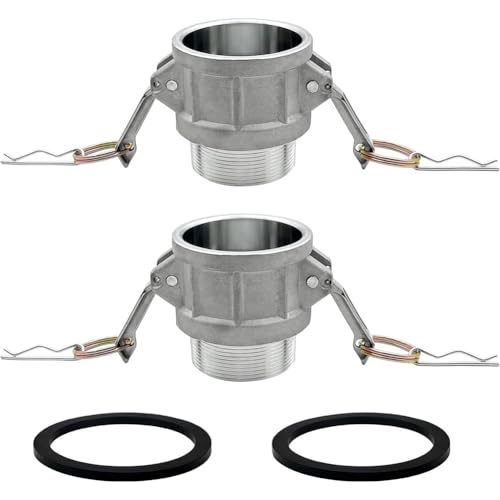 Eieenotee 2pcs Aluminium Global Typ B Cam & Groove Schlauchanpassungsadapter mit 2 PCs 2 "Camlock-Dichtung 2" Stecker X 2 "Npt M?nnlich von Eieenotee