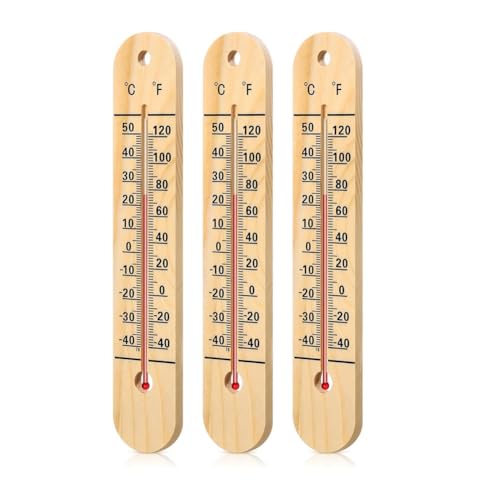 Eieenotee 3 Stück Wandthermometer für Den Innenbereich, Großes Außenthermometer für die Terrasse, Doppelskalen-Thermometer für die Temperatur zu Hause und im Pool von Eieenotee