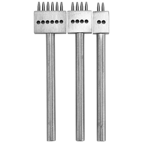 Eieenotee 3-Teiliges Leder-Gabelstanzwerkzeug-Set 2/4/6 Gabeln Handwerksnähte Näh-Loch-Stanzwerkzeug Lederwerkzeuge Langlebiges Silber von Eieenotee
