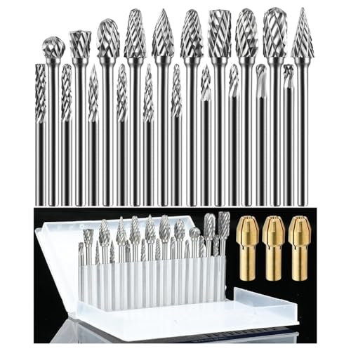 Eieenotee 3-Teiliges Set mit 20 Hartmetall-Frässtiften und 1/8-Schaft, Kompatibel mit, und Stahl, Zubehör-Set für Rotationswerkzeuge Eieenotee 3-Teiliges Set mit 20 Hartmetall-Frässtiften und 1/8-Schaft, Kompatibel mit, und Stahl, Zubehör-Set für Rotationswerkzeuge von Eieenotee