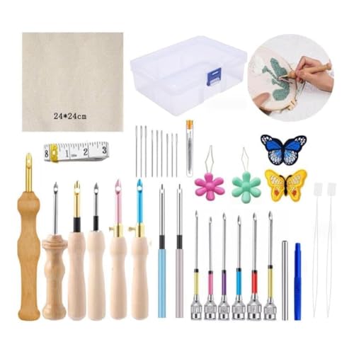 Eieenotee 35-Teiliges Punch-Needle-Set, Punch-Needle-Stickset, Verstellbares Punch-Needle-Werkzeug für Erwachsene Anfänger Eieenotee 35-Teiliges Punch-Needle-Set, Punch-Needle-Stickset, Verstellbares Punch-Needle-Werkzeug für Erwachsene Anfänger von Eieenotee