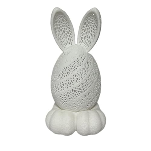 Eieenotee 3D-Druck Eines Ausgeh?hlten Osterhasen-Ornaments, Kerzenhalter Aus Gips Als Schreibtischdekoration, Figuren Aus Wei?en H?schen-Eiern von Eieenotee