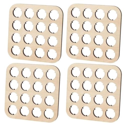 Eieenotee 4 St¨¹ck H?lzerne Pr?sentationsst?nder f¨¹r Bierflaschenverschl¨¹sse, Untersetzer mit 16 F?Chern Aus der Navajo-Kollektion, Quadratischer Organizer f¨¹r Sammler, 4,33 X 4,33 von Eieenotee