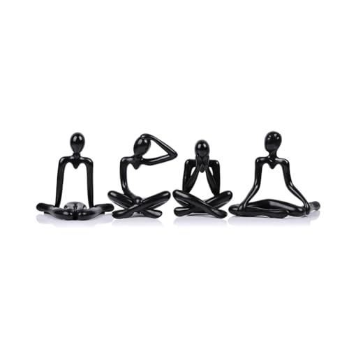 Eieenotee 4-Teilige Denker-Statue, Bücherregal-, Schwarze Denker-Statuenfiguren - Dekorieren Sie Ihr Zuhause, Abstrakte Kunstskulpturen von Eieenotee