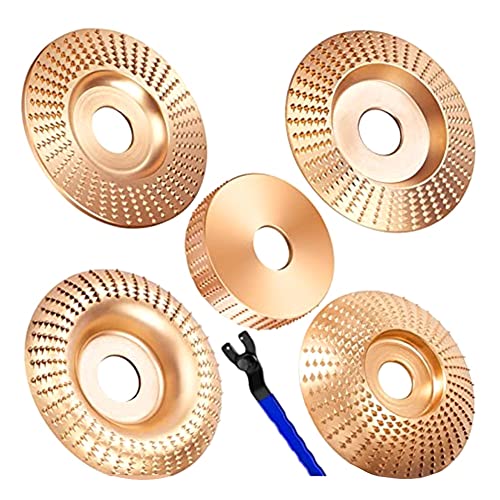 Eieenotee 5 STÜCKE Holzschnitzscheiben-Teile-Kit-Set Universalschleiferschlüssel Holzformscheibenschleifer für 4- oder 4 1/2-Winkelschleifer Eieenotee 5 STÜCKE Holzschnitzscheiben-Teile-Kit-Set Universalschleiferschlüssel Holzformscheibenschleifer für 4- oder 4 1/2-Winkelschleifer von Eieenotee