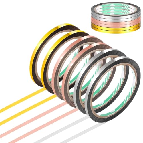 Eieenotee 6 Pcs Metallisierte Polyester Film Dünn Folie Klebeband - Grafische Kunst Selbstklebend für die Handwerksdekoration von Eieenotee