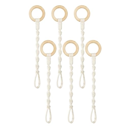Eieenotee 6er-Pack Pflanzen-Hängeverlängerung, Holzring, Handgewebtes Blumentopfseil, Hängendes Baumwollseil, Garten-Blumentopf von Eieenotee