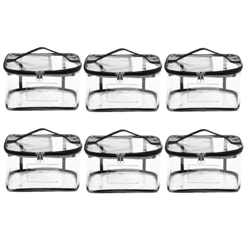 Eieenotee 6er-Pack Transparente Spielzeug-Aufbewahrungstaschen mit Namensschild und Fach für die Bedienungsanleitung, wasserdichte Transparente PVC-Spielzeugtasche für Bausteine von Eieenotee