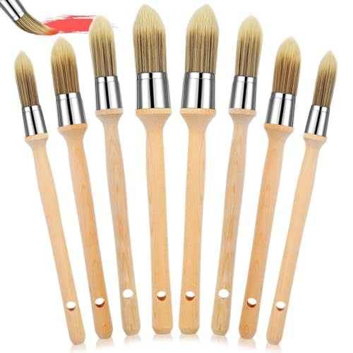 Eieenotee 8 Stück Zierpinsel mit Holzgriff, Malwerkzeug für Runde, Pinsel für Eckhauswandkanten, Kunst, 15/18/21/25 mm Eieenotee 8 Stück Zierpinsel mit Holzgriff, Malwerkzeug für Runde, Pinsel für Eckhauswandkanten, Kunst, 15/18/21/25 mm von Eieenotee