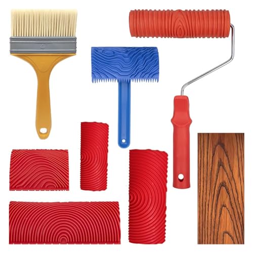 Eieenotee 8-Teiliges Holzmaserungs-Werkzeugset, Holzstruktur-Malwerkzeug, DIY-Gummi-Holzmuster-Malrolle für Wand-/Raum-Kunstdekoration Eieenotee 8-Teiliges Holzmaserungs-Werkzeugset, Holzstruktur-Malwerkzeug, DIY-Gummi-Holzmuster-Malrolle für Wand-/Raum-Kunstdekoration von Eieenotee