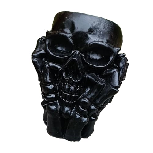 Eieenotee Blumentopf Aus Kunstharz mit Totenkopf-Motiv, Einzigartige Blumentöpfe, Skelett-Vase, Förmiger Übertopf, Heimdekoration, Halloween-Dekoration, Schwarz Eieenotee Blumentopf Aus Kunstharz mit Totenkopf-Motiv, Einzigartige Blumentöpfe, Skelett-Vase, Förmiger Übertopf, Heimdekoration, Halloween-Dekoration, Schwarz von Eieenotee
