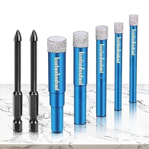 Eieenotee Diamant-Bohrer-Set Fliesenbohrer-Set für Keramik, Glas, Porzellan, Marmor und Blaues Trocken-Diamant-Bohrer-Bit-Set von Eieenotee
