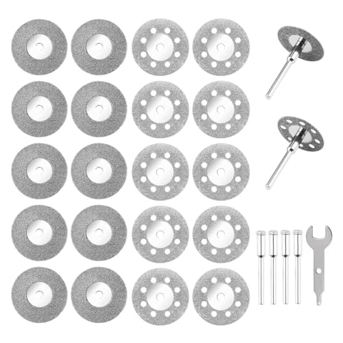 Eieenotee Diamantschleifscheiben (25 Mm) 20 St¨¹ck mit 402 Mandrells (3 Mm) 4 St¨¹ck f¨¹r Drehwerkzeug-Mandrels von Eieenotee