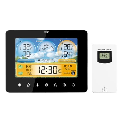 Eieenotee Digitaler Atomwecker, HD-Farbdisplay-Uhren für Schlafzimmer mit Innentemperatur und -Feuchtigkeit, für das Home-Office Eieenotee Digitaler Atomwecker, HD-Farbdisplay-Uhren für Schlafzimmer mit Innentemperatur und -Feuchtigkeit, für das Home-Office von Eieenotee