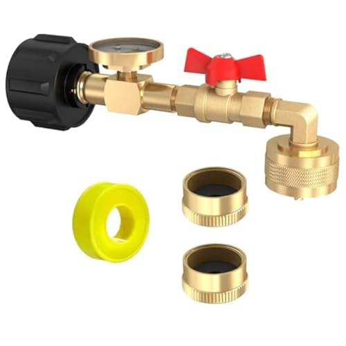 Eieenotee Drehbarer Propan-Nachfüll-Winkeladapter 1lb Bis 20lb QCC1 Propan-Nachfüll-Winkeladapter mit Manometer und An-/Aus-Steuerventil von Eieenotee