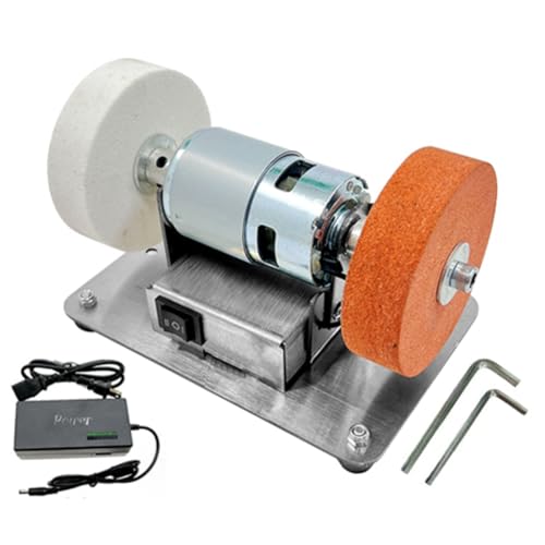 Eieenotee EU-Stecker, 100 W Doppelschleifmaschine, Schleifmotor, Mini-Grob- und Feinpolier-Elektroschleifscheibe, Schleifstein von Eieenotee