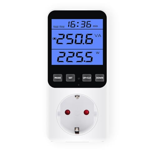 Eieenotee EU-Stecker, Digitaler Energiezähler Wattmeter Steckdose Spannung Stromverbrauch Watt AC230V Stromanalysator Monitor Tester von Eieenotee