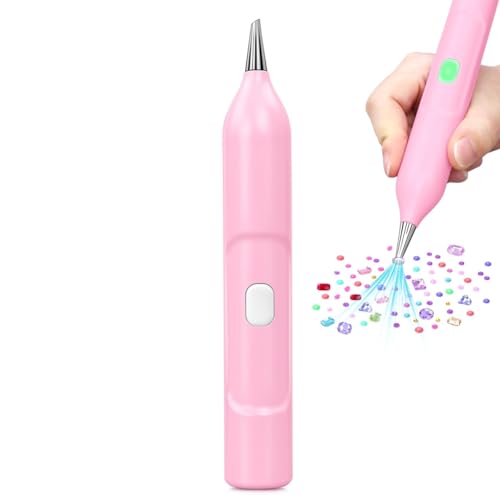 Eieenotee Elektrische Diamant-Maining-Stiftkit Wireless USB-C Wiederaufladbare Batterie-Diamantkunstwerkzeuge Elektrischer Vakuum-Diamant-Kunststift f¨¹r Alle Diamanten Malerei Kit Pink von Eieenotee