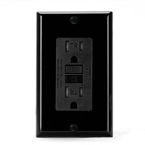 Eieenotee GFCI-Steckdose 15 Ampere, Selbsttestende GFI-Steckdose, Manipulationssichere GFCI-Steckdose mit Wandplatte, Schwarz Eieenotee GFCI-Steckdose 15 Ampere, Selbsttestende GFI-Steckdose, Manipulationssichere GFCI-Steckdose mit Wandplatte, Schwarz von Eieenotee