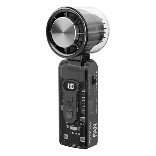 Eieenotee Halbleiter K¨¹hlung Hochgeschwindigkeit L¨¹fter Wiederaufladbares Handheld Outdoor Turbo L¨¹fter Unendliche Geschwindigkeitsregulierung Schwarz von Eieenotee