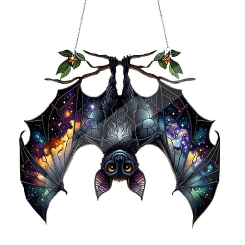 Eieenotee Halloween-Fledermaus-Sonnenfänger Aus Buntglas, zum Aufhängen Am, Acryl-Wandkunst, Sonnenfänger, Dekoration, Geisterfest, Bunt, A Eieenotee Halloween-Fledermaus-Sonnenfänger Aus Buntglas, zum Aufhängen Am, Acryl-Wandkunst, Sonnenfänger, Dekoration, Geisterfest, Bunt, A von Eieenotee