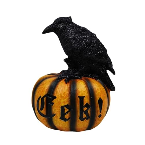 Eieenotee Halloween Krähe Kürbis Figur Schwarz Rabe Kürbis Harz Statue Skulptur Home Desktop Dekoration Ornament Eieenotee Halloween Krähe Kürbis Figur Schwarz Rabe Kürbis Harz Statue Skulptur Home Desktop Dekoration Ornament von Eieenotee