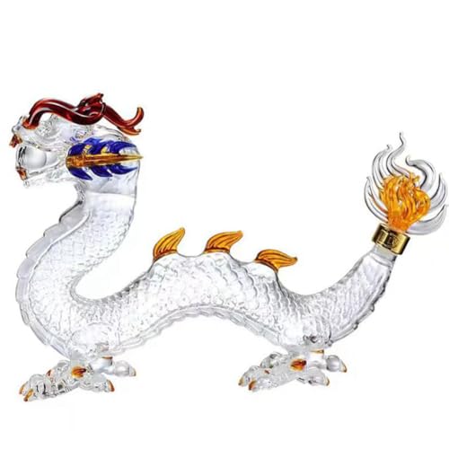 Eieenotee Handgefertigte Weinflasche mit Orientalischem Drachendesign, Glas Whisky -Dekanter für Festliche Tischdekoration von Eieenotee