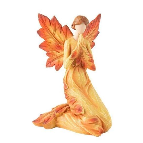 Eieenotee Herbst-Ahornblatt-Engelsstatue, Schreibtisch-Ornamente, Garten, Zuhause, Büro, Dekoration, Kniender von Eieenotee