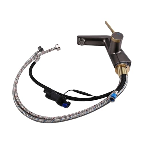 Eieenotee High-End Temperaturanzeige Waschbeckenarmatur mit LED-Licht, 2 f¨¹r Hei?es und Kaltes Wasser, Einlochmontage f¨¹r das Badezimmer von Eieenotee