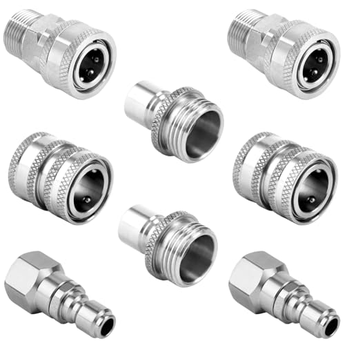 Eieenotee Hochdruckreiniger-Schnellanschluss-Set, Schwenkbar M22 14 mm auf 3/8 Schnellanschluss, 3/4 auf Schnellverschluss, für Hochdruckreiniger, 8er-Pack Eieenotee Hochdruckreiniger-Schnellanschluss-Set, Schwenkbar M22 14 mm auf 3/8 Schnellanschluss, 3/4 auf Schnellverschluss, für Hochdruckreiniger, 8er-Pack von Eieenotee