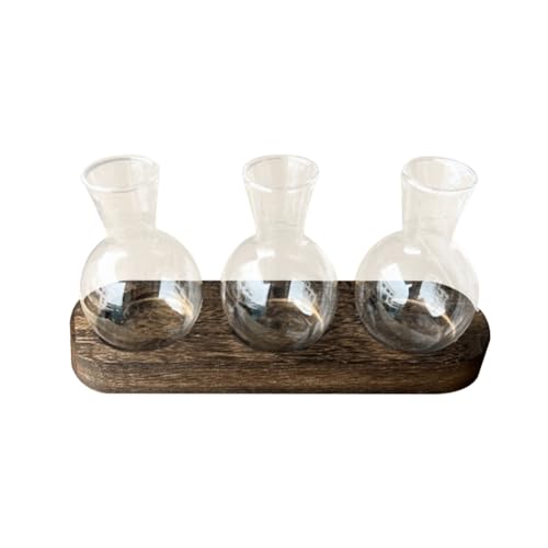 Eieenotee Hydrokultur-Pflanzvasen, Vintage-Anzuchtstation, Transparenter Blumentopf Aus Glas mit Holzständer, Heimdekoration Eieenotee Hydrokultur-Pflanzvasen, Vintage-Anzuchtstation, Transparenter Blumentopf Aus Glas mit Holzständer, Heimdekoration von Eieenotee