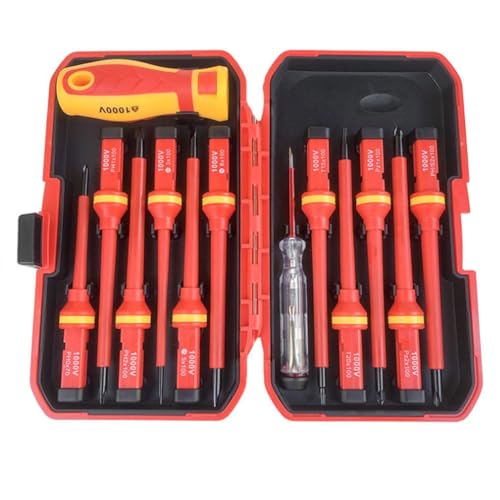 Eieenotee Isolierter Schraubendrehersatz, 1000 V, Magnetischer Schlitzschraubendreher-Bitsatz und Reparaturwerkzeug für Magnetische Schlitzbits Eieenotee Isolierter Schraubendrehersatz, 1000 V, Magnetischer Schlitzschraubendreher-Bitsatz und Reparaturwerkzeug für Magnetische Schlitzbits von Eieenotee