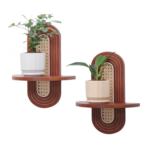 Eieenotee Kleine Pflanzen Bild Ledge Wand Rattan Regal Set 2, Boho Rustikale Schwimmende Regale Wandmontage Dekoration Eieenotee Kleine Pflanzen Bild Ledge Wand Rattan Regal Set 2, Boho Rustikale Schwimmende Regale Wandmontage Dekoration von Eieenotee