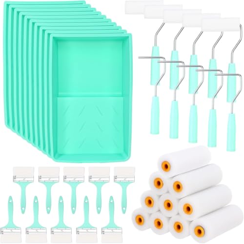 Eieenotee Kleine Schaumstoff-Rollenbezüge, 40 Stück, 4-Farbroller-Set, Farbwanne mit Ergonomischem zum Streichen und Verzieren Von Wänden Eieenotee Kleine Schaumstoff-Rollenbezüge, 40 Stück, 4-Farbroller-Set, Farbwanne mit Ergonomischem zum Streichen und Verzieren Von Wänden von Eieenotee