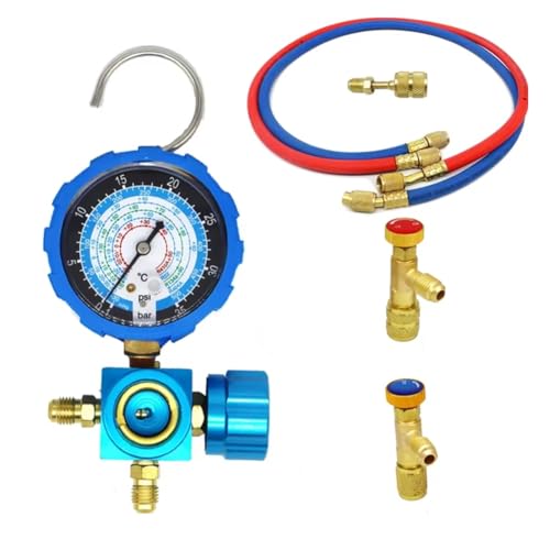 Eieenotee Klimaanlagen-Manometer für R22/R410A/R134A/R404A Hoch- und Niederdruck-Kältemittelwerkzeug für Klimaanlagen mit Schauglas Eieenotee Klimaanlagen-Manometer für R22/R410A/R134A/R404A Hoch- und Niederdruck-Kältemittelwerkzeug für Klimaanlagen mit Schauglas von Eieenotee