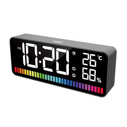 Eieenotee LED- Spectrum Pickup Elektronische Uhr Temperatur & Luftfeuchtigkeit & Schlummerfunktion 12/24 Std. Helligkeit von Eieenotee
