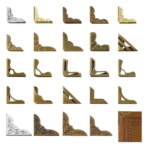 Eieenotee Langlebige 96-Pack-Buchcornerschützer, 24 Styles Premium Metal für DIY-Schreibtisch Schmuckbuchbindungsbedarf Eieenotee Langlebige 96-Pack-Buchcornerschützer, 24 Styles Premium Metal für DIY-Schreibtisch Schmuckbuchbindungsbedarf von Eieenotee