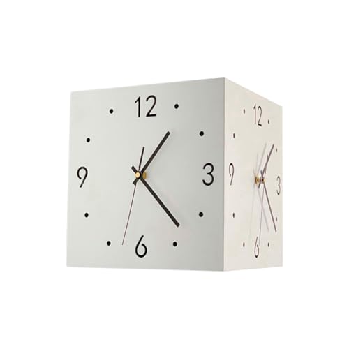 Eieenotee Leise Quadratische Wanduhr im Schlafzimmer - Doppelseitig, Sensoraufladung, Leuchtend, Eckuhr Aus Metall, () von Eieenotee