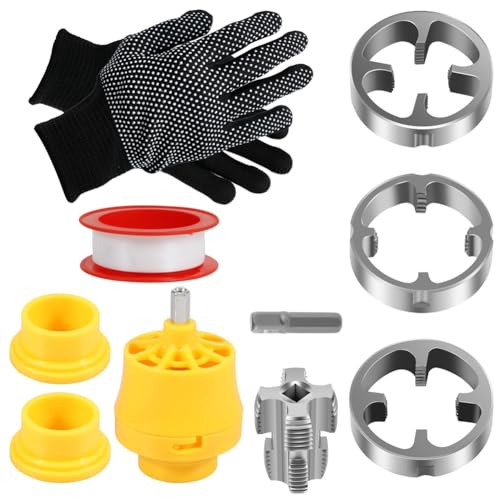 Eieenotee PVC-Rohrgewindeschneidersatz mit 3 Matrizen (1/2", 3/4", 1"), Wasserrohr-Gewindeschneidger?t von Eieenotee