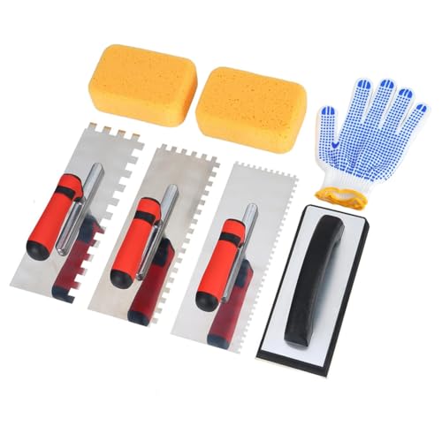 Eieenotee Quadratisches Kellen-Set mit Gummifugenbrett, Fugenschwämmen und Arbeitshandschuhen, Ideal für Zement, Beton, Mauerwerk und Fliesen. von Eieenotee
