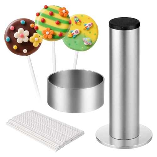 Eieenotee Runder Kuchenschneider, Kreis Kuchenform Kit und Pusher -Kuchenhersteller mit Stöcken, Zubehör für Kuchenbedarf, Backwerkzeuge von Eieenotee