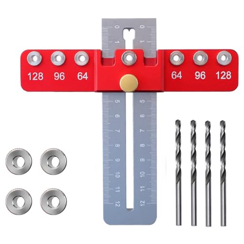 Eieenotee Schrankbeschläge Jig Doweling Jig Punch Locator Aluminiumlegierung für Tür-Schubladen-Schrankknöpfe, Griffe und Griffe Eieenotee Schrankbeschläge Jig Doweling Jig Punch Locator Aluminiumlegierung für Tür-Schubladen-Schrankknöpfe, Griffe und Griffe von Eieenotee