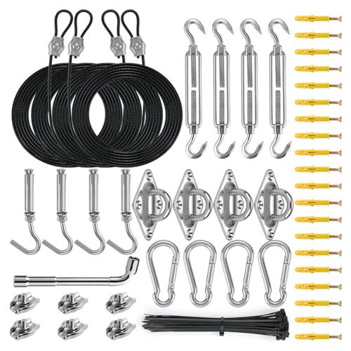 Eieenotee Sonnensegel-Hardware-Kit, Verlängerungskabel Aus Edelstahl 304, Dreieckige und Rechteckige Markisen-Montagehardware für Den Außenbereich Eieenotee Sonnensegel-Hardware-Kit, Verlängerungskabel Aus Edelstahl 304, Dreieckige und Rechteckige Markisen-Montagehardware für Den Außenbereich von Eieenotee