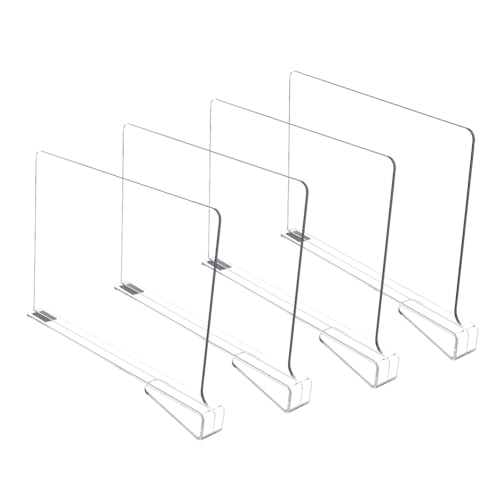 Eieenotee Transparente Regalteiler Zur Schrankorganisation - Kleiderschrank-Organizer, Schrank- und Bücherregal-Trennwände, 4 Stück von Eieenotee