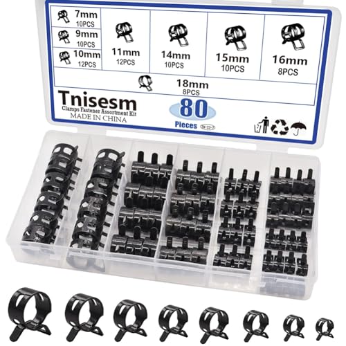 Eieenotee Vielseitig 80pcs Spring Band Schlauchklemme Sortiment für 7 mm Bis 18 mm Silikonvakuumrohre Eieenotee Vielseitig 80pcs Spring Band Schlauchklemme Sortiment für 7 mm Bis 18 mm Silikonvakuumrohre von Eieenotee