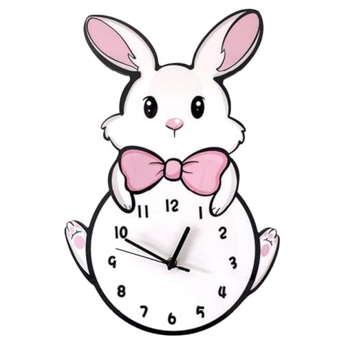 Eieenotee Wanduhr für Kinder, Batteriebetrieben, Leise, Nicht Tickende Katzen-Wanduhr, Analoge, Süße Rosa Wanduhr für Mädchen, die Kaninchen Lieben Eieenotee Wanduhr für Kinder, Batteriebetrieben, Leise, Nicht Tickende Katzen-Wanduhr, Analoge, Süße Rosa Wanduhr für Mädchen, die Kaninchen Lieben von Eieenotee
