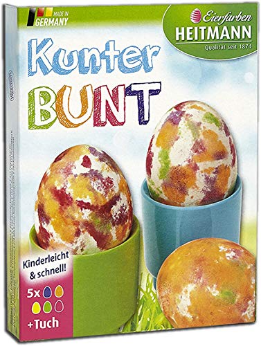 Heitmann Eierfarben Kunterbunt - 5 flüssige Eierfarben - Färben mit dem Vliestuch - für weiße und braune Eier geeignet von Eierfarben HEITMANN