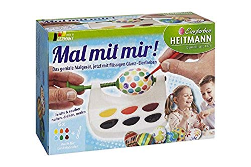 Heitmann Malgerät - Mal mit Mir! - Ostereier-Malmaschine - 6 flüssige Eierfarben - Pinsel - auch für Linkshänder von Eierfarben HEITMANN