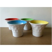 4 Hübsche Teelichthalter Von Rosenthal, Studio Line, Deutschland 2000Er, Weißes Porzellan, Rand Innen Farbig 4 Hübsche Teelichthalter Von Rosenthal, Studio Line, Deutschland 2000Er, Weißes Porzellan, Rand Innen Farbig von EifelSammelnJagen