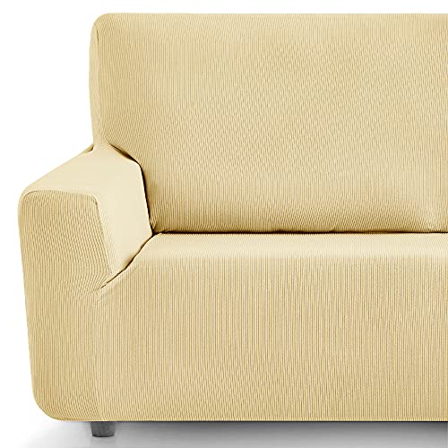 Eiffel Textile Sofabezug, elastisch, anpassbar, rustikal, 2 Sessel, 50% Polyester, Beige, 1 + 1 Sitzer von Eiffel Textile